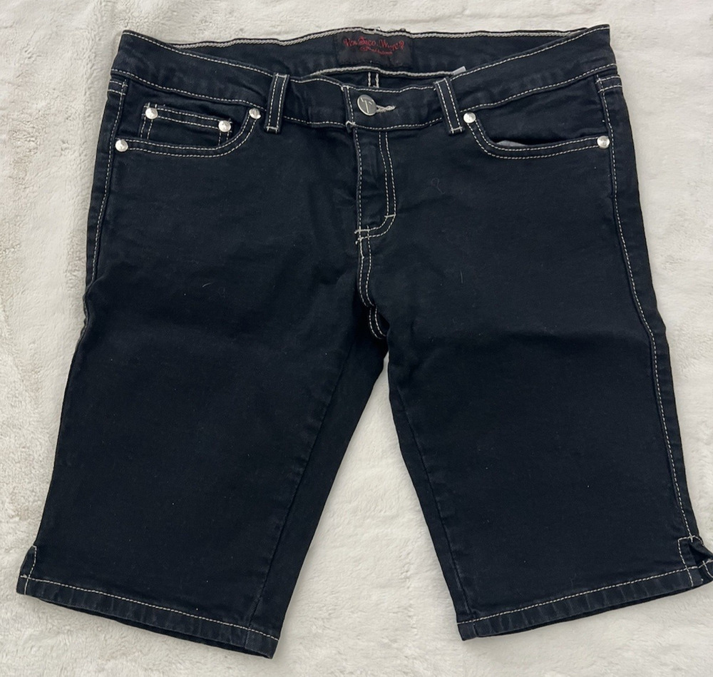 Hot Taco Were? Denim Bermuda Shorts Womens Size 28 Dark Wash Stretch Casual